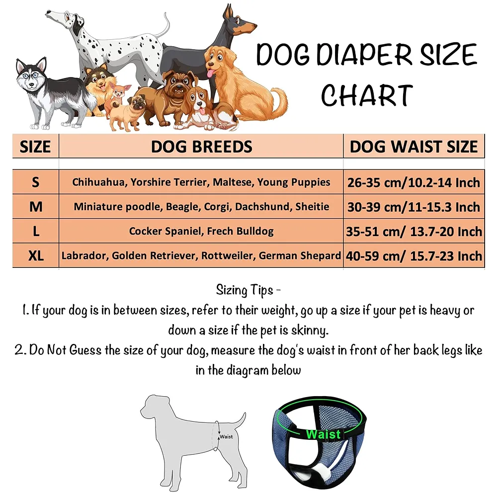 Female Dog Diapers Diaper Comfortable Reusable Female Dog, Puppy, and Female Dogs Diapers with 3 Absorption Cotton Pads (10 Pc Cotton Pads)