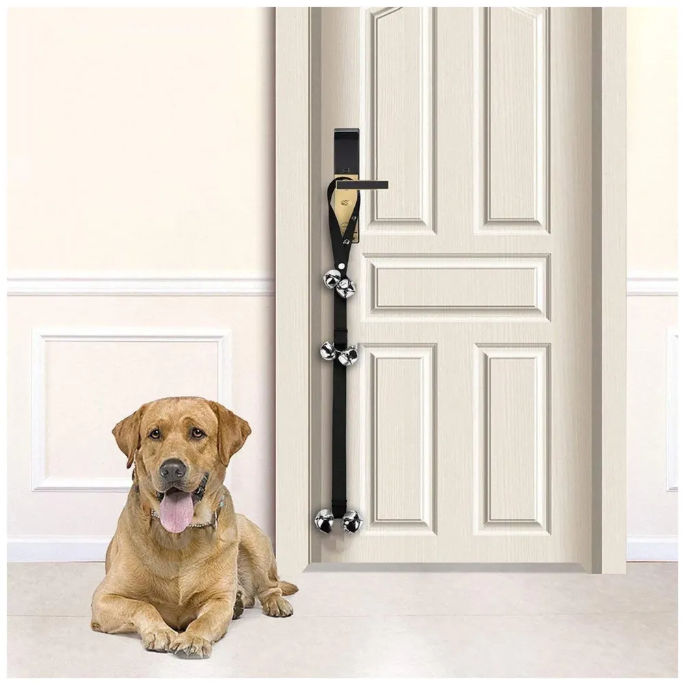 Dog Doorbells Training Potty Great Dog Bells Adjustable Door Bell Dog Bells for Potty Training Your Puppy The Easy Way Small and Large Breeds. (Black)