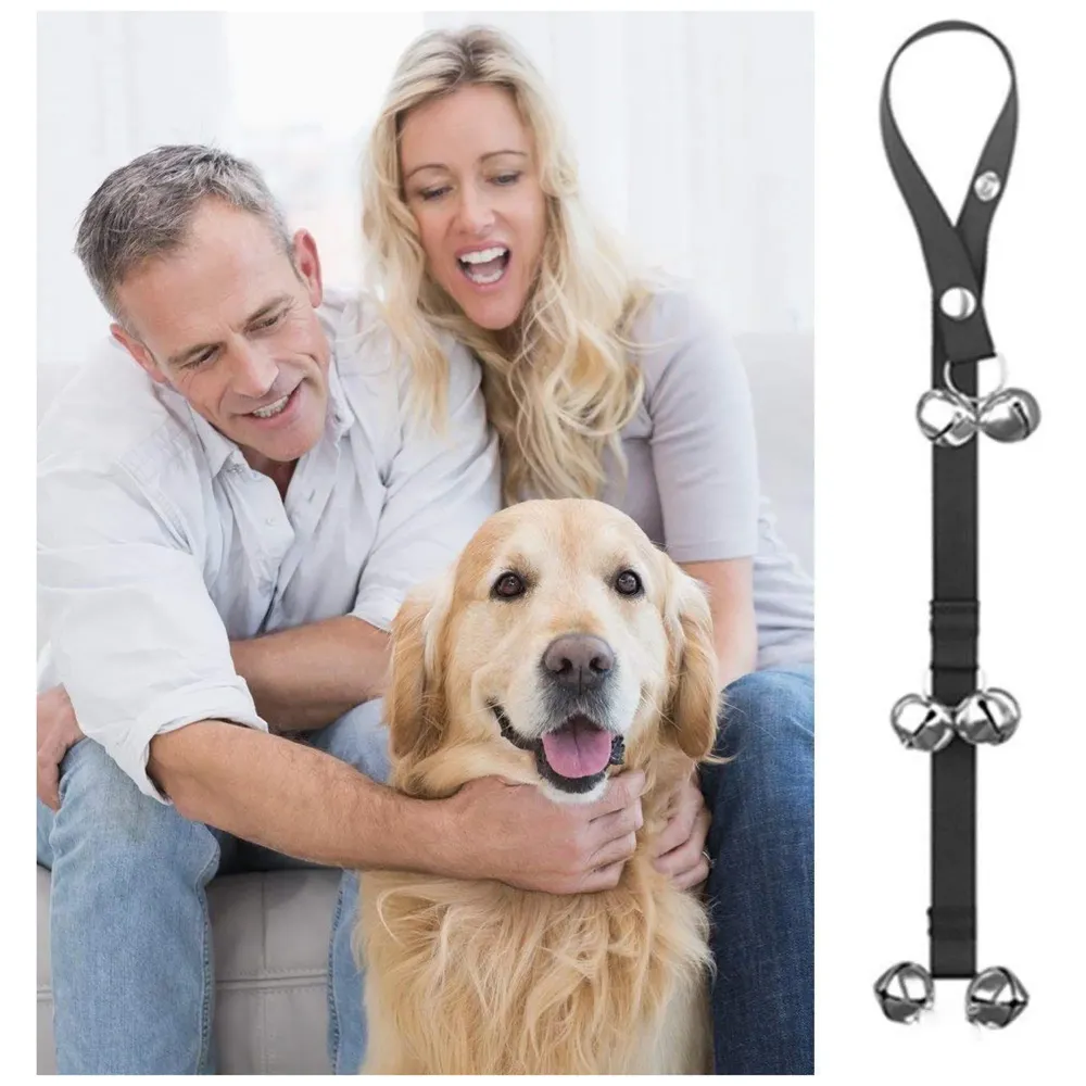Dog Doorbells Training Potty Great Dog Bells Adjustable Door Bell Dog Bells for Potty Training Your Puppy The Easy Way Small and Large Breeds. (Black)