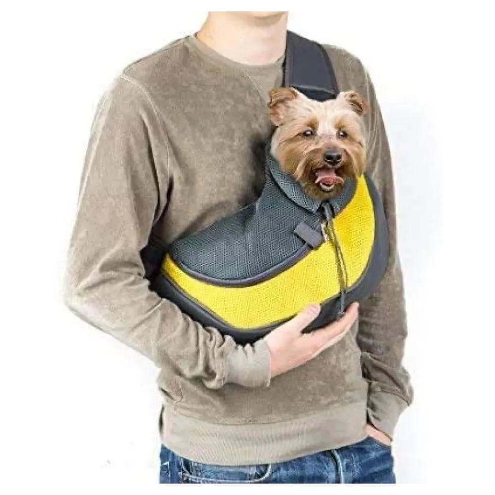 24x7 eMall® Pet Sling Carrier - Small Dog Cat Sling Pet Carrier Bag Safe Comfortable Adjustable Pouch Single Shoulder Carry Tote Handbag for Pets Upto 10 Kgs. (Yellow) 18 x10 Inch