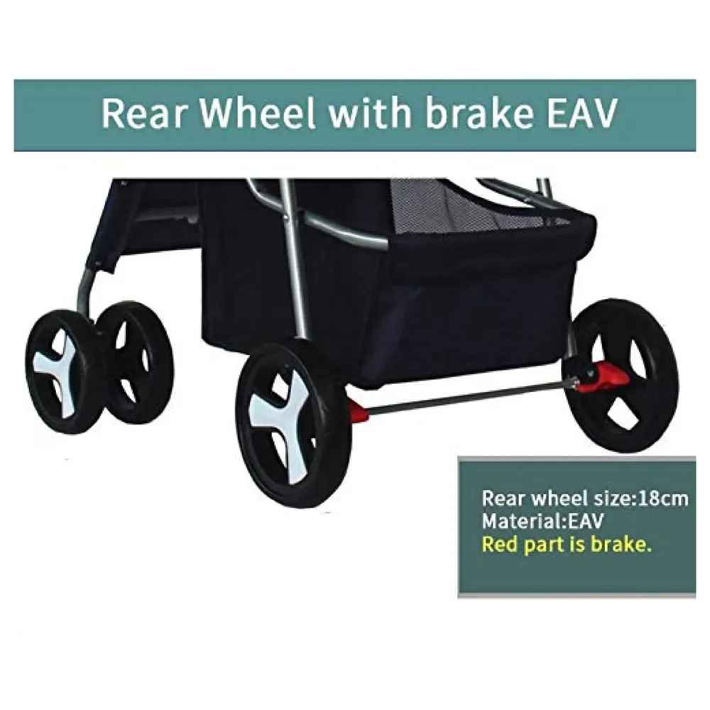 4 Wheel Elite Pet Stroller Breathable, Cat and Dog Easy to Walk Folding Travel Carrier with Cup Holder and Padded Handles. (Midnight) - Multicolor