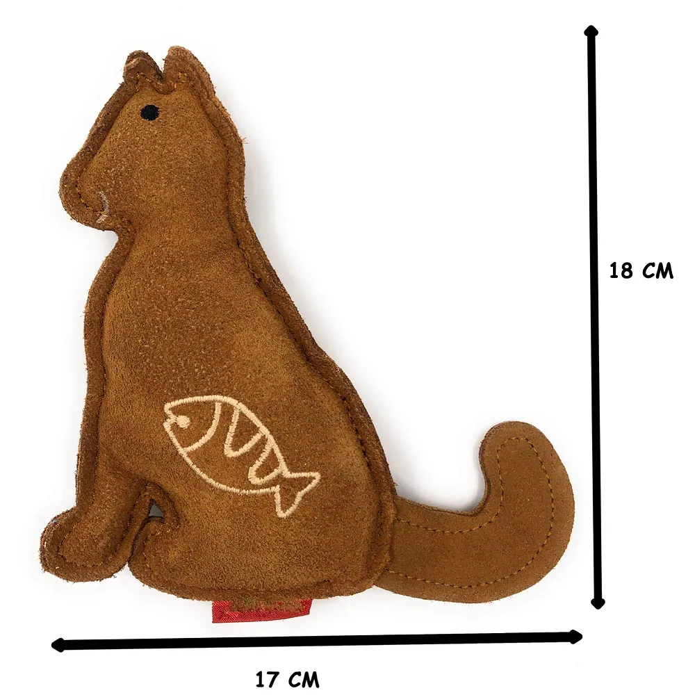Leather Squeaky Dog Chew Toy Squirrel Shape 2 Squeakers Puppies