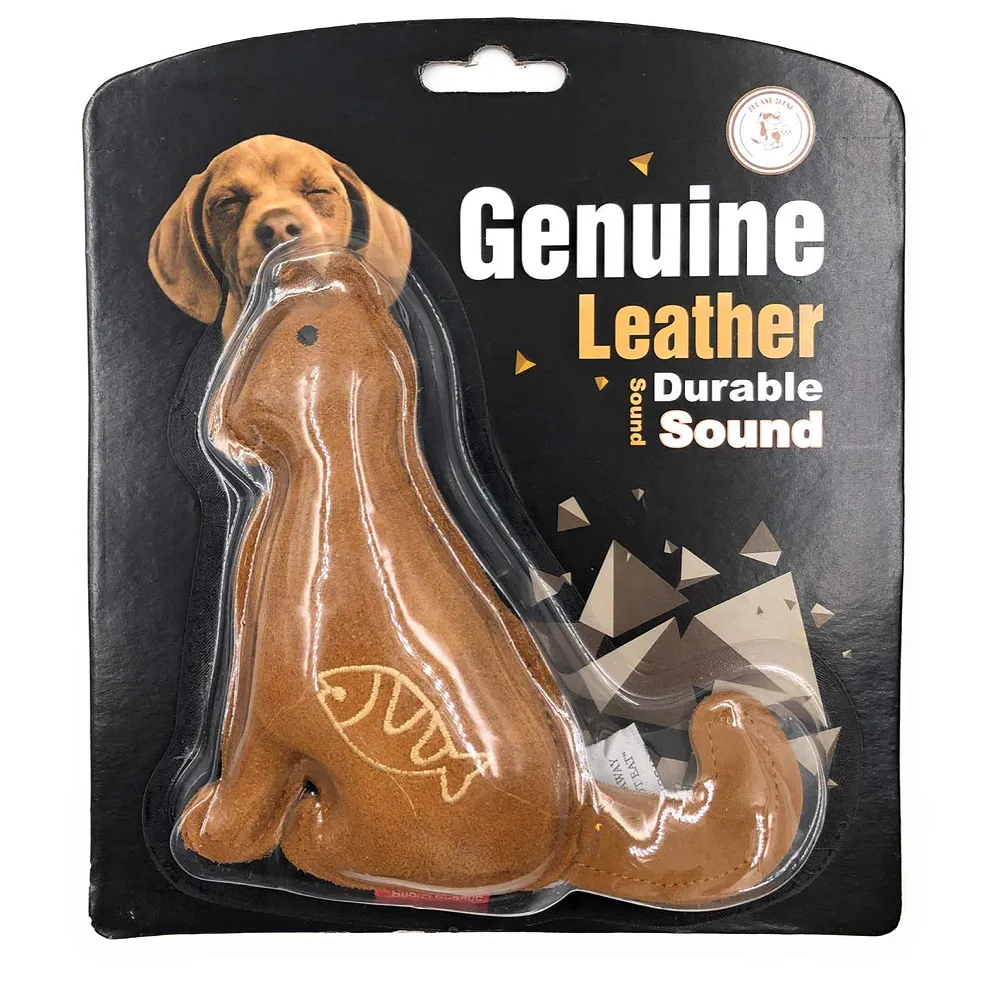 Leather Squeaky Dog Chew Toy Squirrel Shape 2 Squeakers Puppies