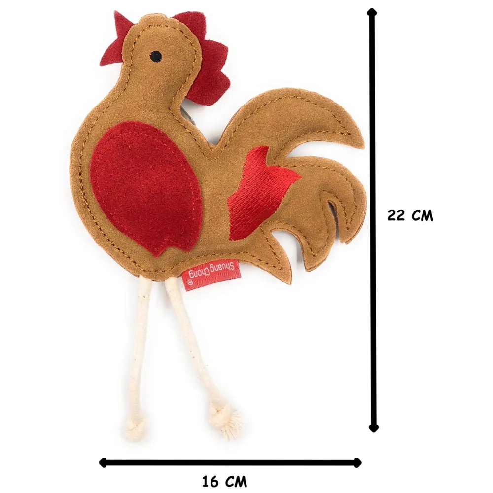 Leather Chicken Toy with Squeaker for Dogs