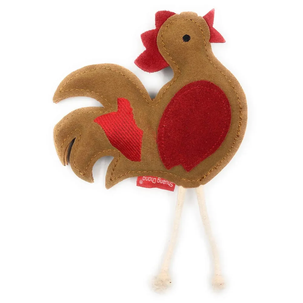 Leather Chicken Toy with Squeaker for Dogs