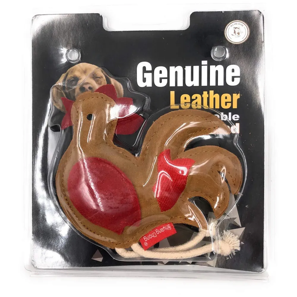 Leather Chicken Toy with Squeaker for Dogs
