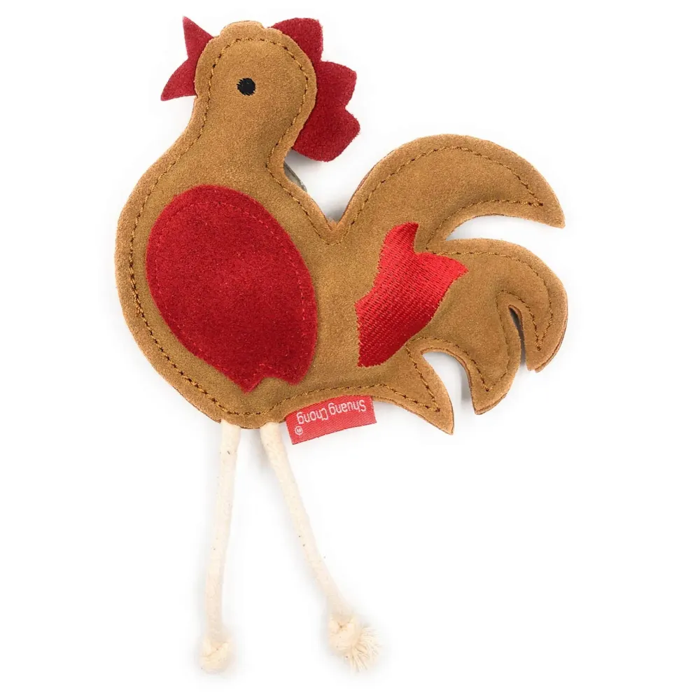 Leather Chicken Toy with Squeaker for Dogs