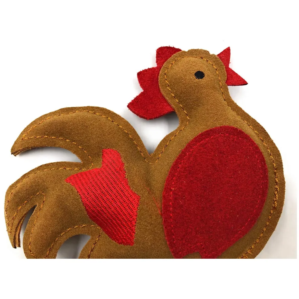 Leather Chicken Toy with Squeaker for Dogs