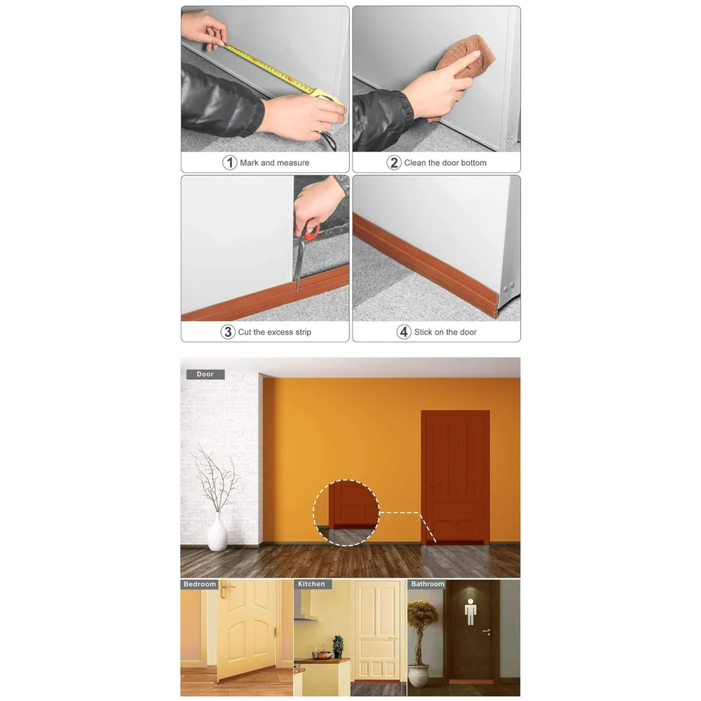 Flexible PVC Door Draft Guard ~ Door Sealer ~ Door Sealing Strip for Doors and Windows. with Adhesive Tape. Length – 90 cm. Width – 45mm (Brown)