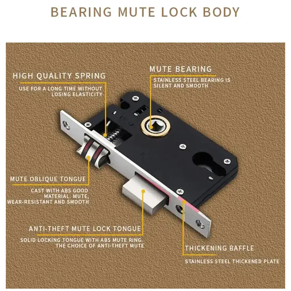 Antique Mortise Door Handle Lock Set, Brass, 9 Inches, with One Side Key, 3 Keys, for Bedroom, Living Room, Main Door