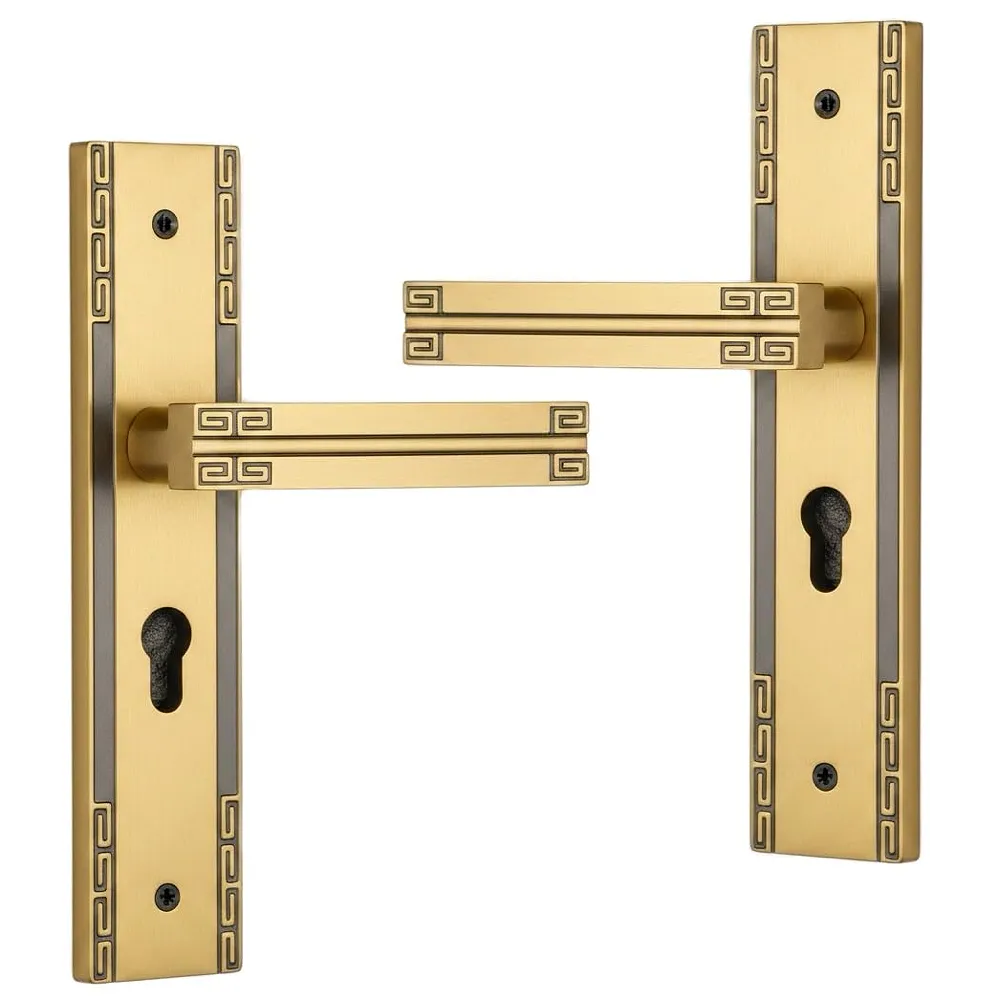 Antique Square Mortise Door Handle Lock Set, 9 Inches, with 3 Keys, for Bedroom, Living Room, Main Door