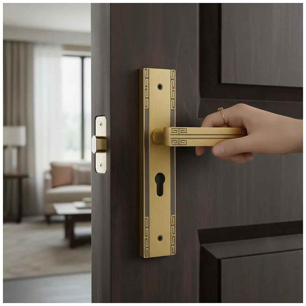 Antique Square Mortise Door Handle Lock Set, 9 Inches, with 3 Keys, for Bedroom, Living Room, Main Door