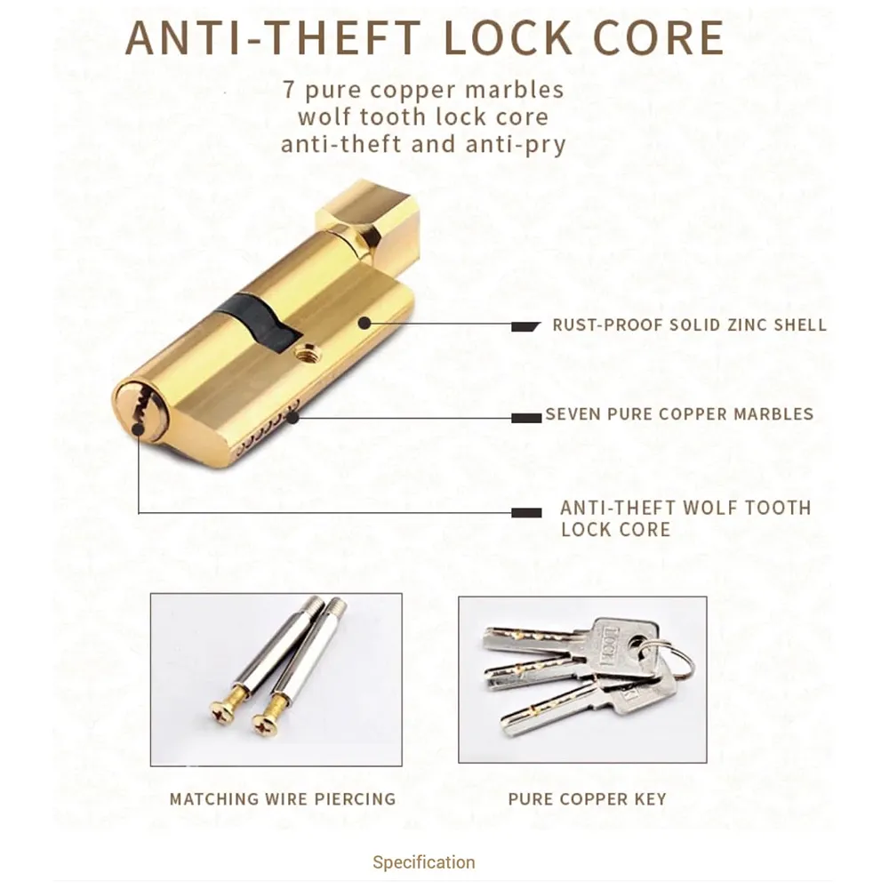 Antique Square Mortise Door Handle Lock Set, 9 Inches, with 3 Keys, for Bedroom, Living Room, Main Door