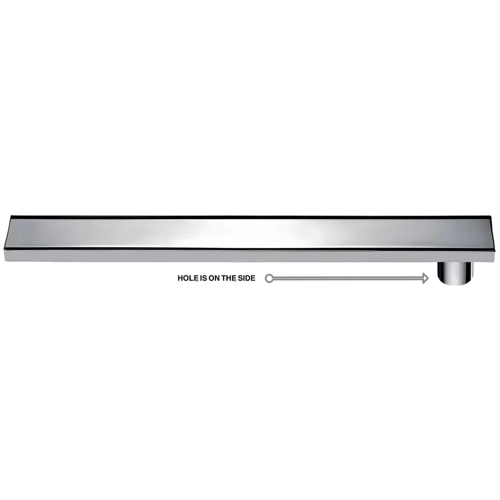 24" x 4" Tile/Marble Insert Shower Channel Water Drainer for Bathroom with Anti-Foul Cockroach Trap (Grade SS 304 - Matte) (Side Hole)