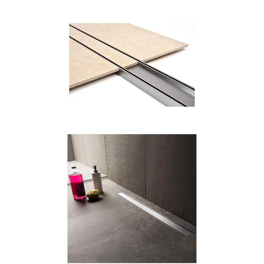 24" x 4" Tile/Marble Insert Shower Channel Water Drainer for Bathroom with Anti-Foul Cockroach Trap (Grade SS 304 - Matte) (Side Hole)