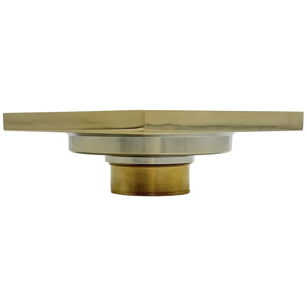Golden Drain 4" x 4" Foot Design Gold Floor Drain Shower Channel Water Drainer for Bathroom with Anti-Foul Cockroach Trap
