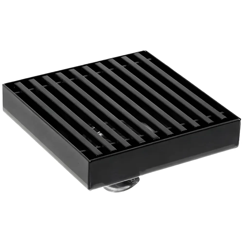 Black Floor Drain Jali 4 x 4 Inches Tile Insert Floor Drain, SS, Shower Drain Channel Tile Drain with Cockroach Trap Concealed Matt Black