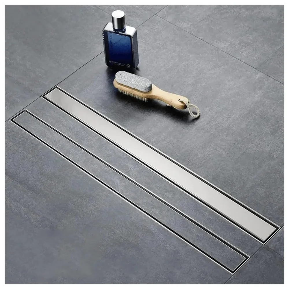 Silver Drain 24 x 4 Inch 60 cm SS 304 Tile Insert Side Hole Set