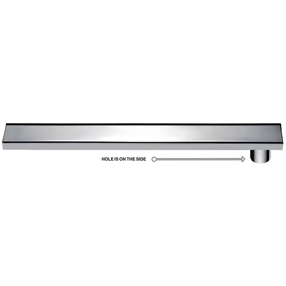 Silver Drain 24 x 4 Inch 60 cm SS 304 Tile Insert Side Hole Set