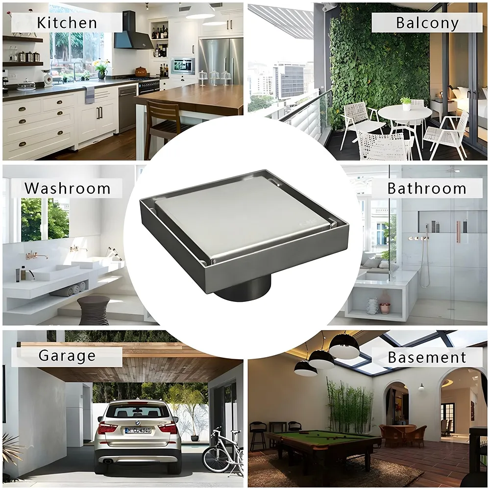 SS Bathroom Floor Drain Jali Anti Cockroach Tile Insert 6 Inch