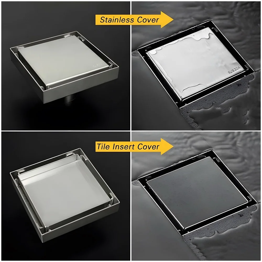 SS Bathroom Floor Drain Jali Anti Cockroach Tile Insert 6 Inch