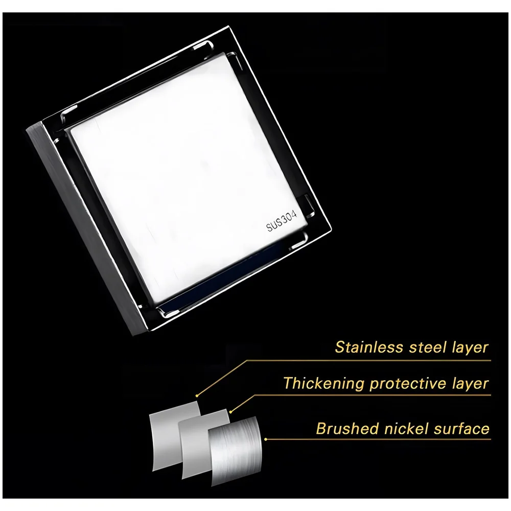 SS Bathroom Floor Drain Jali Anti Cockroach Tile Insert 6 Inch