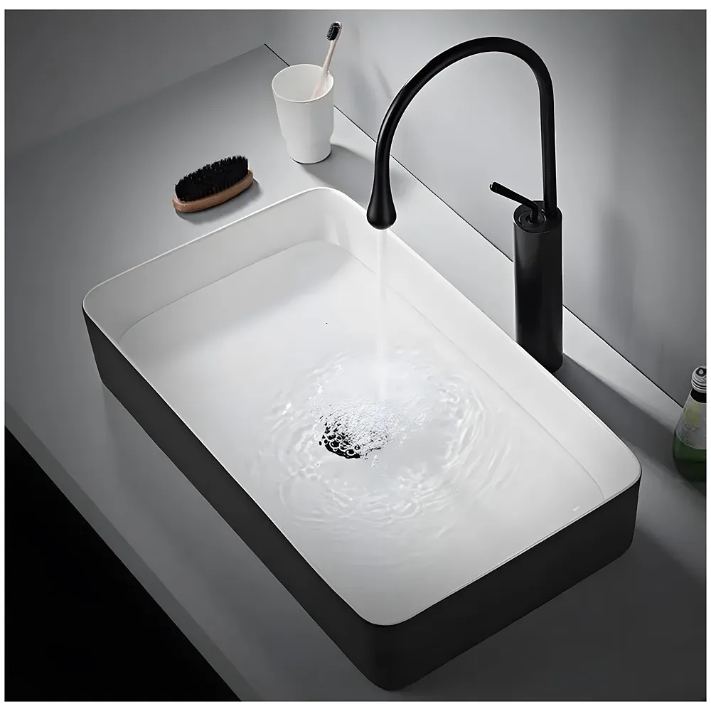 Black Drop Mixer Hot and Cold Basin Tap Faucet Sink Mixer Black Colour Tall Body for Basin Tap Faucet Bathroom Kitchen - 43 Cm Height Premium