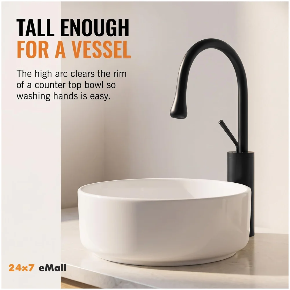Black Drop Mixer Hot and Cold Basin Tap Faucet Sink Mixer Black Colour Tall Body for Basin Tap Faucet Bathroom Kitchen - 43 Cm Height Premium