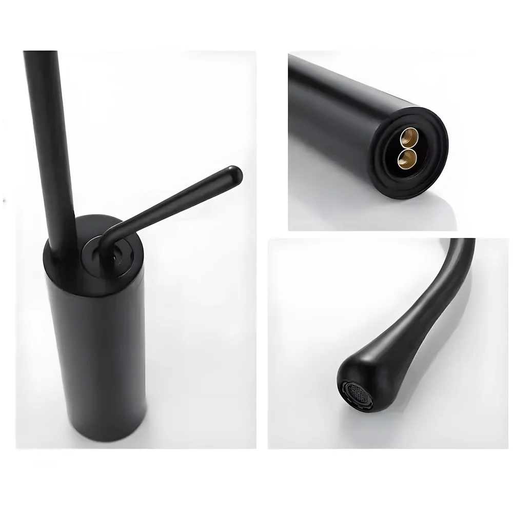 Black Drop Mixer Hot and Cold Basin Tap Faucet Sink Mixer Black Colour Tall Body for Basin Tap Faucet Bathroom Kitchen - 43 Cm Height Premium