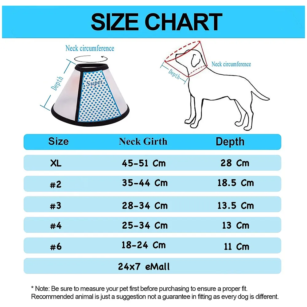 Pet Cone Elizabeth Protective Collar Wound Healing Protection Cone for Dogs E Collar. (#2-35-44 Cm)