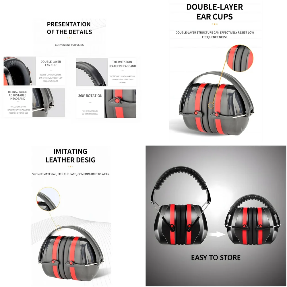 Noise Reduction Safety Ear Muffs, Hearing Protection Earmuffs, NRR 28dB SNR 33dB Noise Sound Protection Headphones for Shooting Gun Range Mowing Construction Woodwork Studying Adult Kids