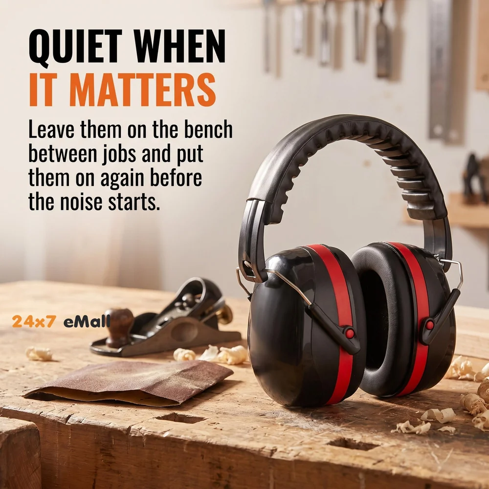 Noise Reduction Safety Ear Muffs, Hearing Protection Earmuffs, NRR 28dB SNR 33dB Noise Sound Protection Headphones for Shooting Gun Range Mowing Construction Woodwork Studying Adult Kids