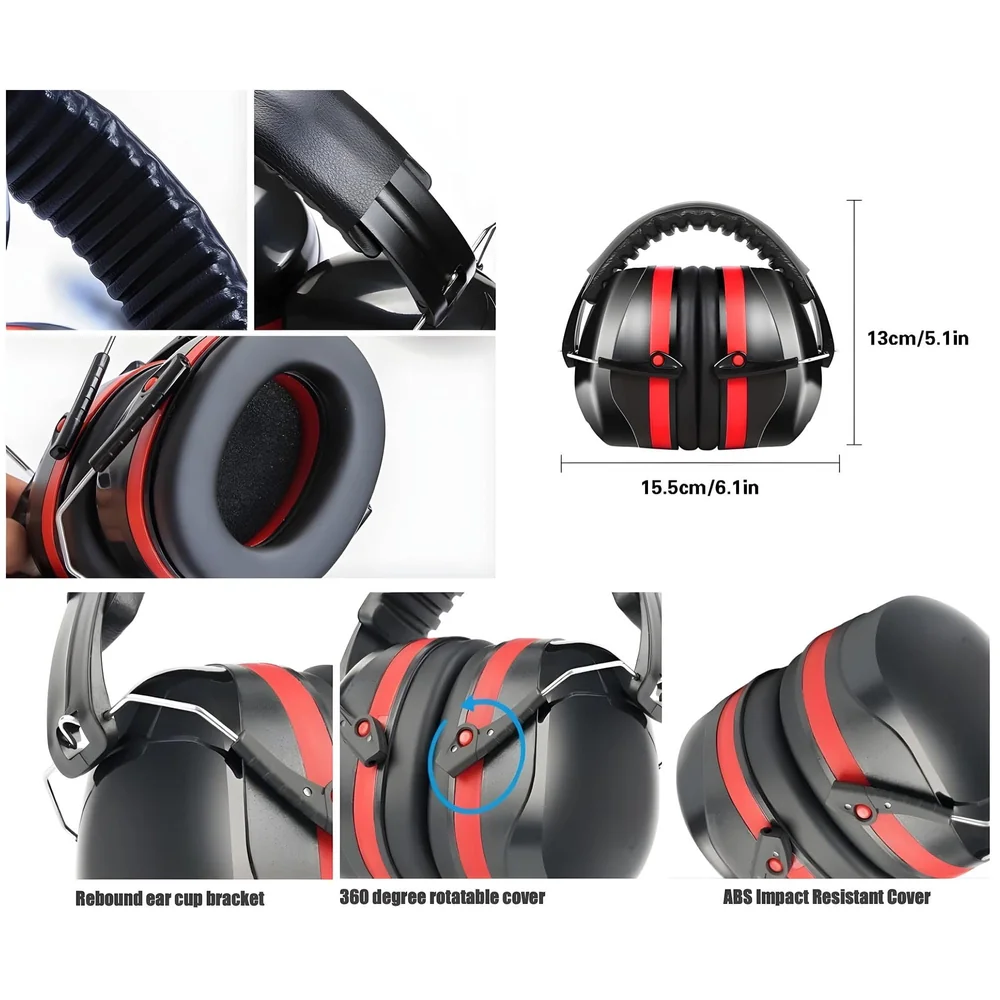 Noise Reduction Safety Ear Muffs, Hearing Protection Earmuffs, NRR 28dB SNR 33dB Noise Sound Protection Headphones for Shooting Gun Range Mowing Construction Woodwork Studying Adult Kids