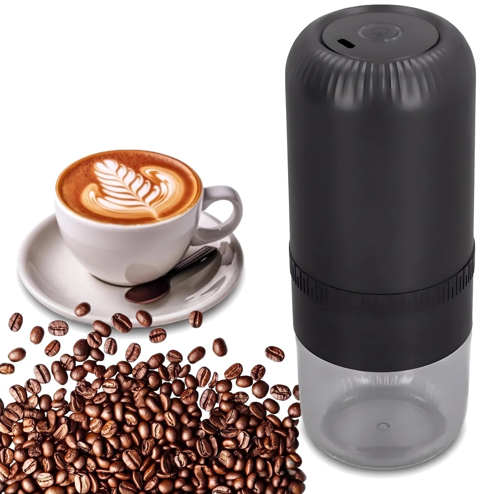 Auto Coffee Grinder Electric, Adjustable Coarseness, Portable & Multi-Purpose Coffee Grinder for Home, Office, Travel, Compact, USB-C, Black