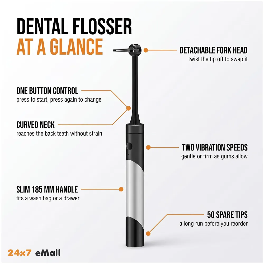 Electric Dental Flosser with 50 Replacement Tips Automatic Set