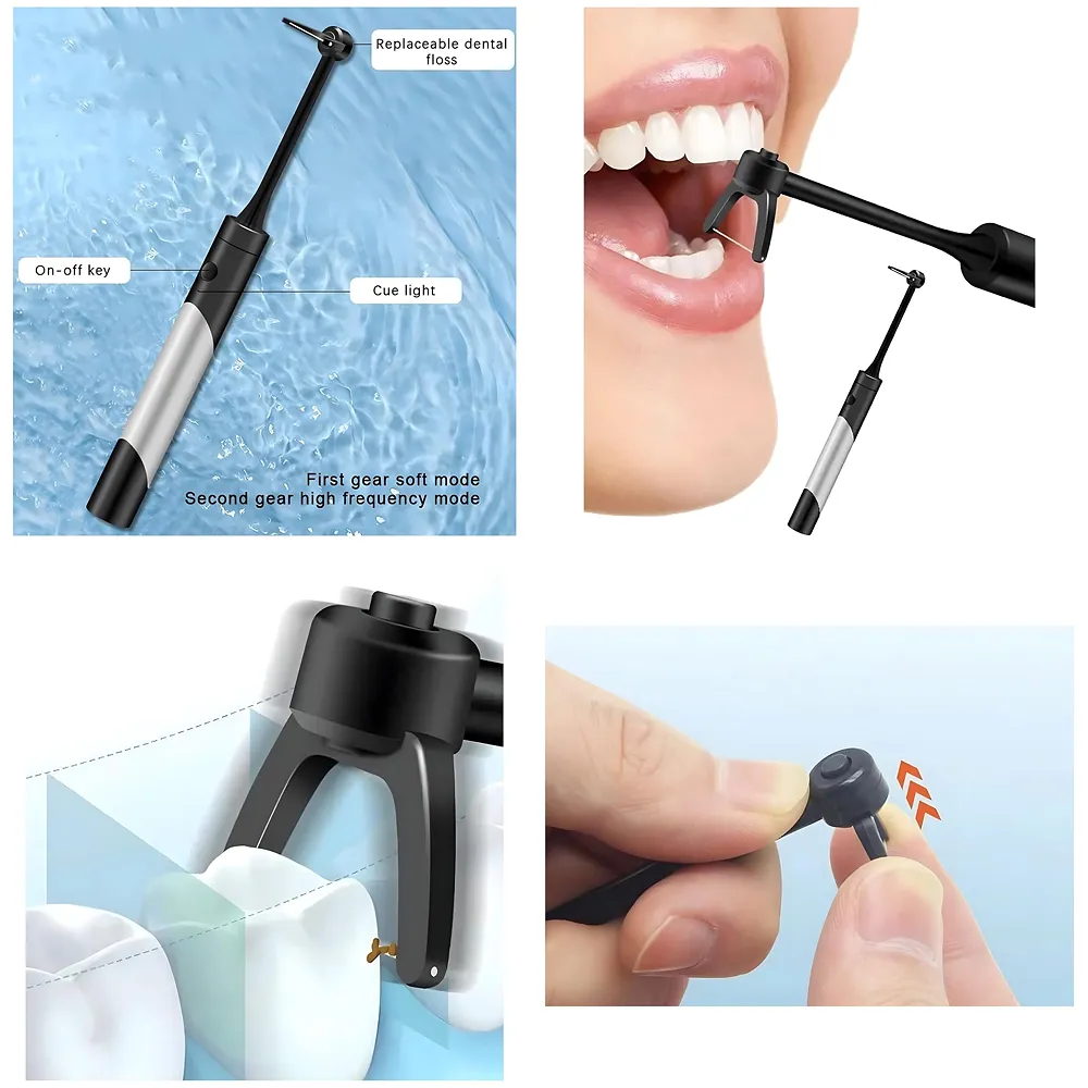 Electric Dental Flosser with 50 Replacement Tips Automatic Set