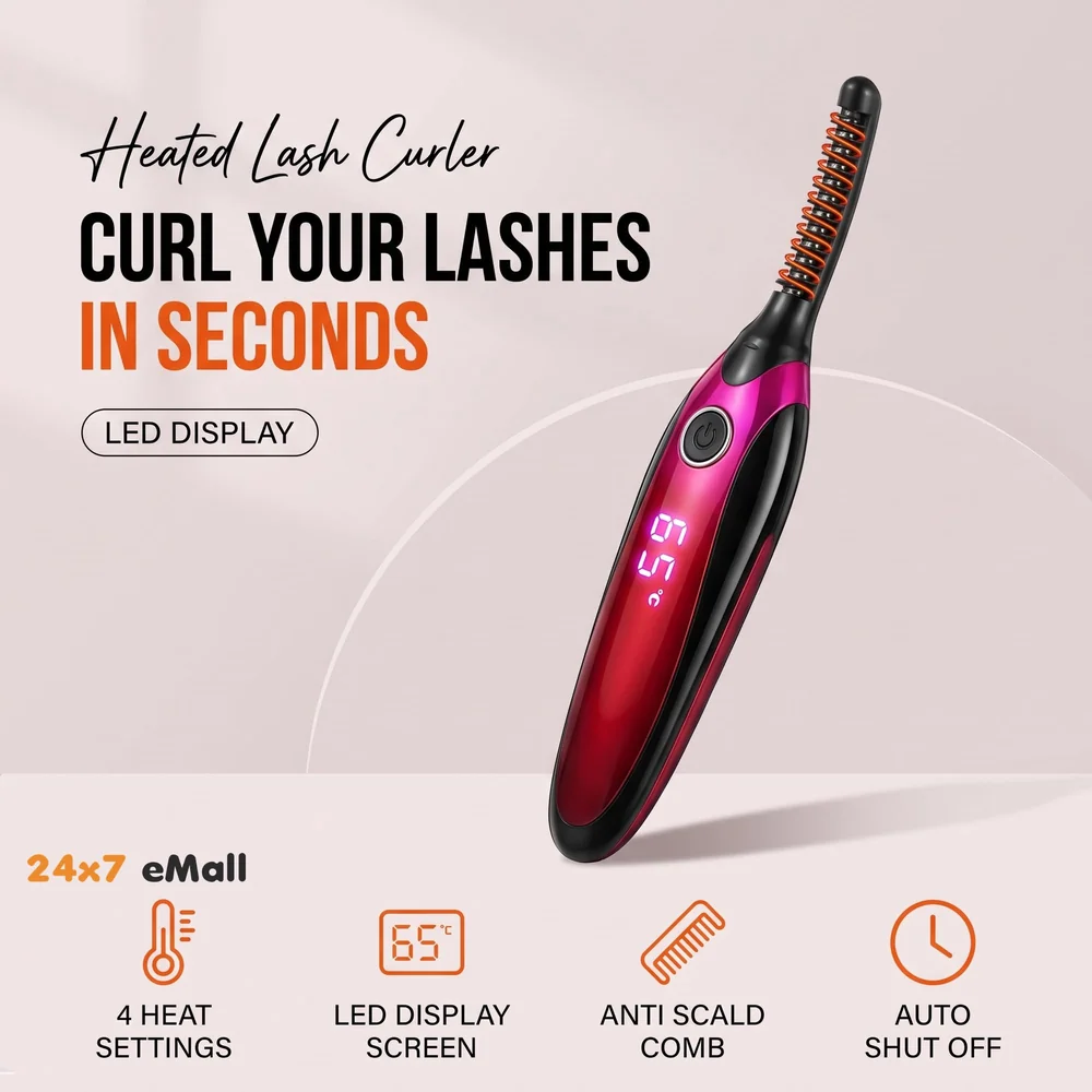 Automatic Heated Eyelash Curlers, Electric Eyelash Curler, LED Display 4 Temperature Settings, 48Hrs Long Lasting Lash Curler