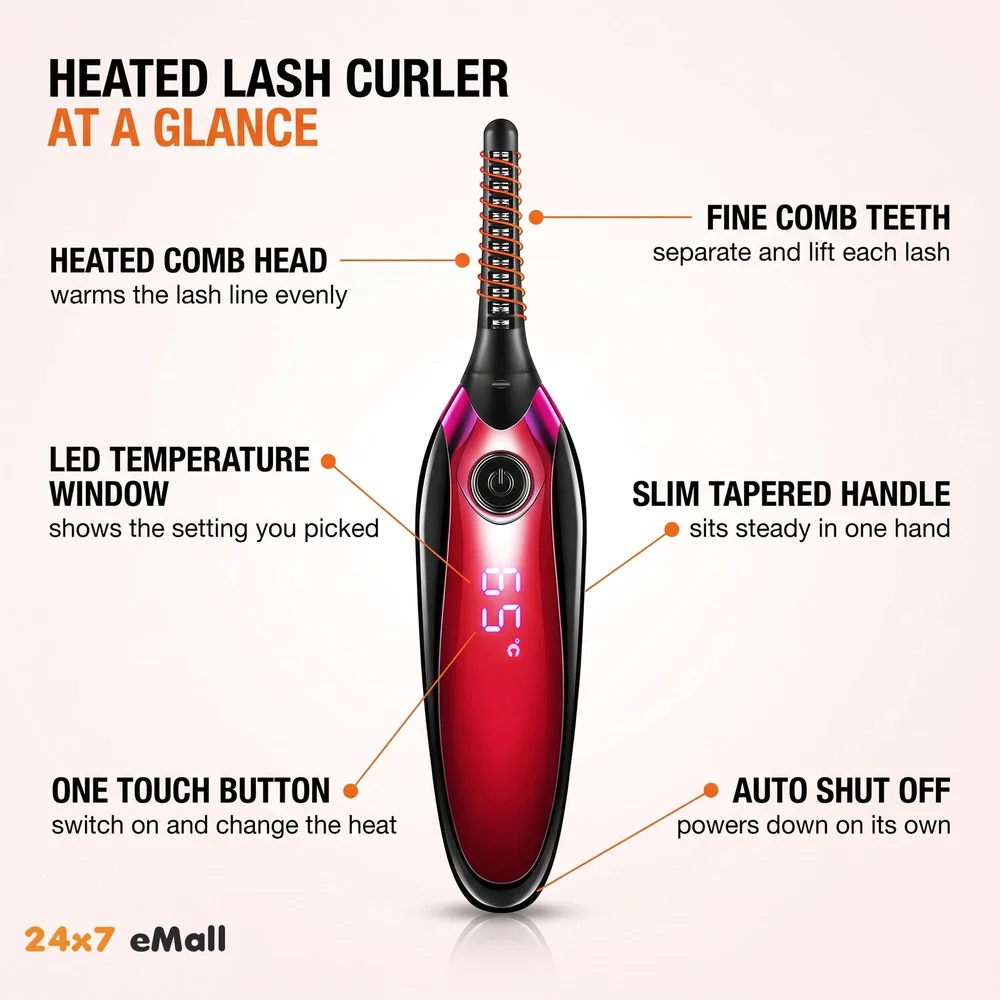 Automatic Heated Eyelash Curlers, Electric Eyelash Curler, LED Display 4 Temperature Settings, 48Hrs Long Lasting Lash Curler