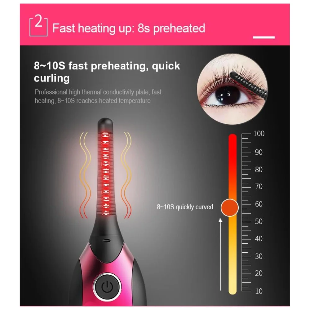 Automatic Heated Eyelash Curlers, Electric Eyelash Curler, LED Display 4 Temperature Settings, 48Hrs Long Lasting Lash Curler