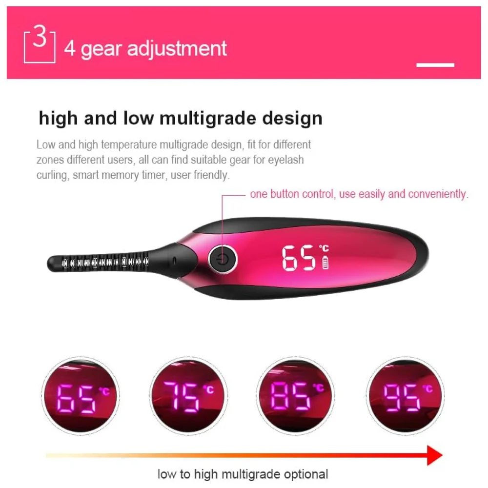 Automatic Heated Eyelash Curlers, Electric Eyelash Curler, LED Display 4 Temperature Settings, 48Hrs Long Lasting Lash Curler