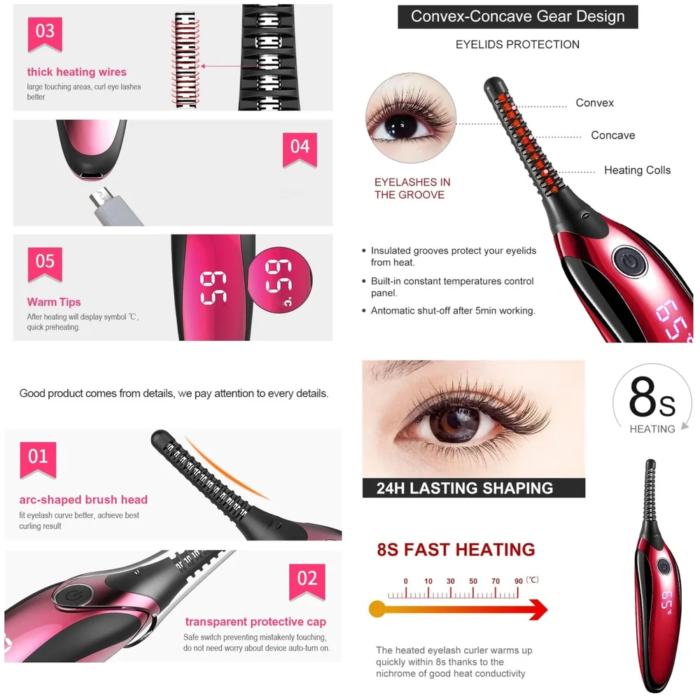Automatic Heated Eyelash Curlers, Electric Eyelash Curler, LED Display 4 Temperature Settings, 48Hrs Long Lasting Lash Curler