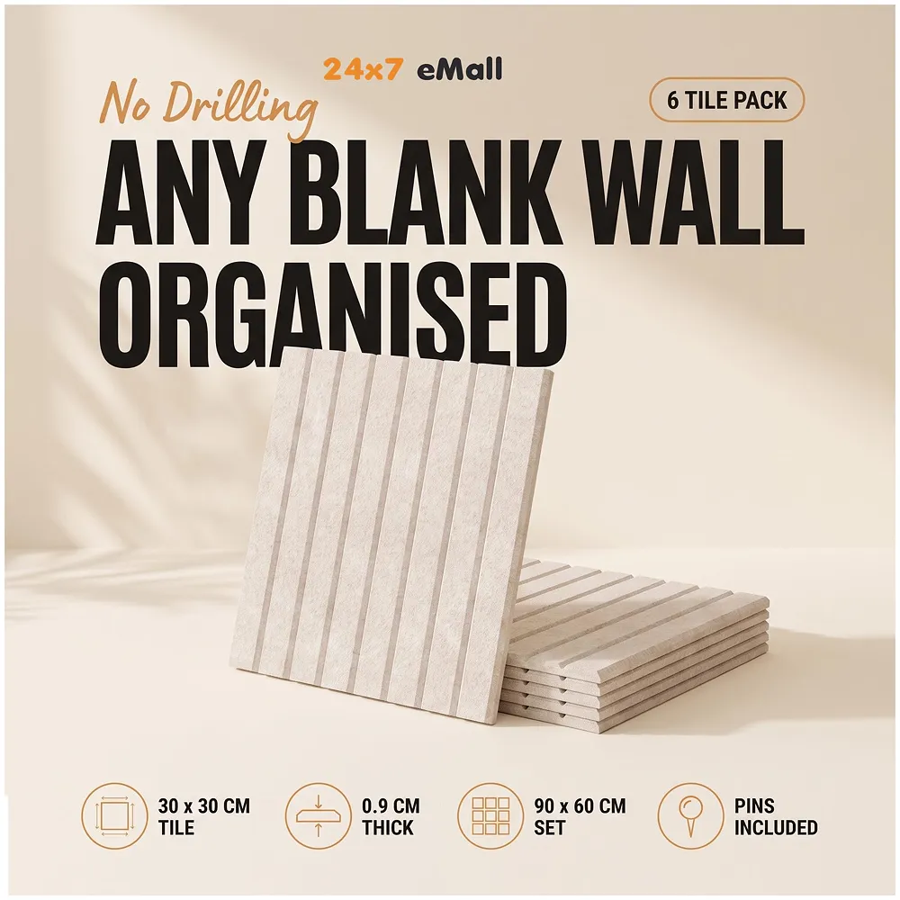 6 Pcs Felt Bulletin Board Tiles 30 x 30 cm Self Adhesive Beige