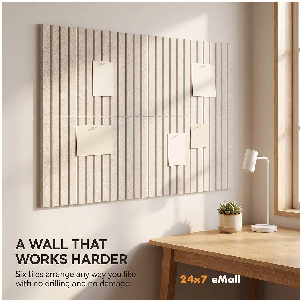 6 Pcs Felt Bulletin Board Tiles 30 x 30 cm Self Adhesive Beige