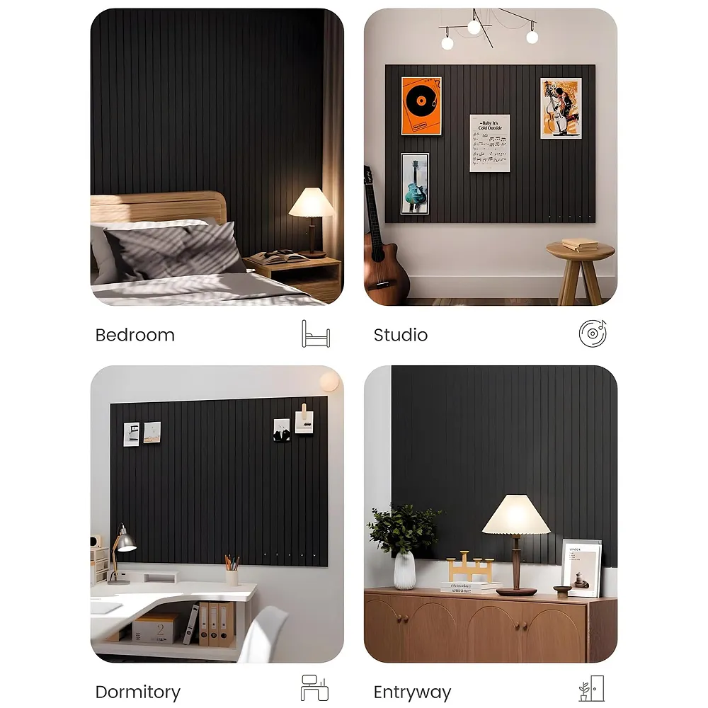 6 Pcs Felt Bulletin Board Tiles 30 x 30 cm Self Adhesive Black