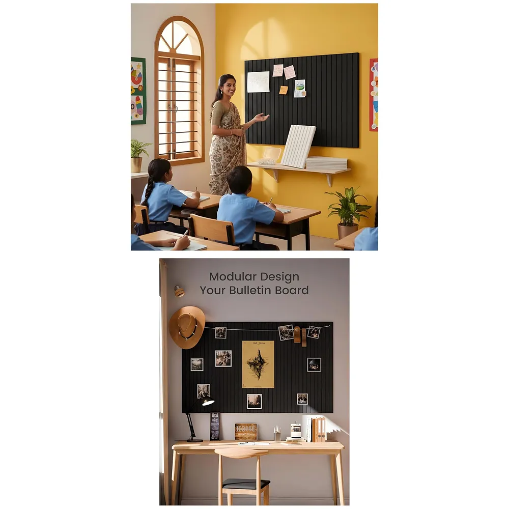 6 Pcs Felt Bulletin Board Tiles 30 x 30 cm Self Adhesive Black