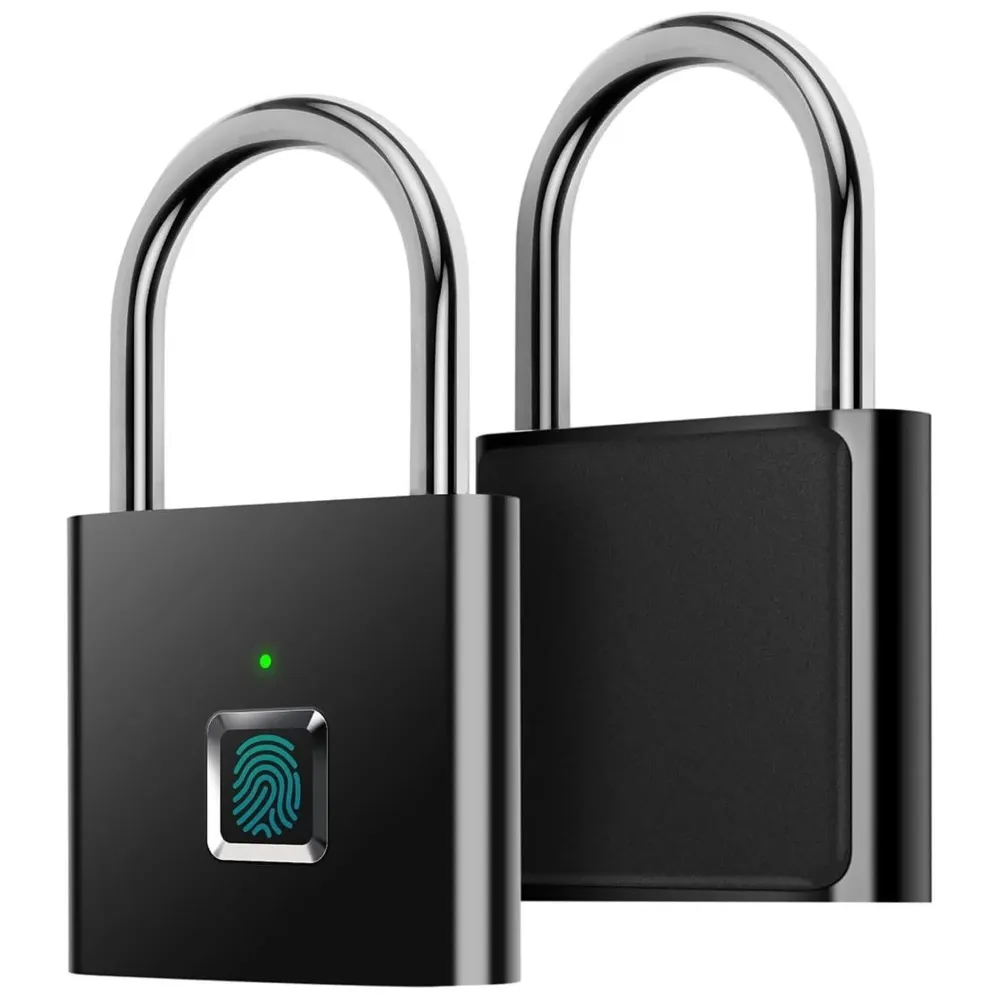 Finger Print Lock Pad Lock 10 Fingers Ultra-Light One Touch Open Fingerprint Lock with USB Charging for Gym, Sports, School Employee Locker, Fence, Suitcase, Bike Biometric Lock