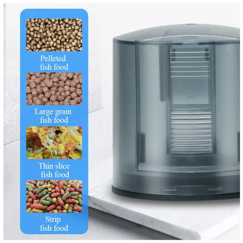 4 Way Automatic Fish Feeder, Food Dispenser, 200ML Large Capacity Timer Plastic Feeder For Aquarium Fish Tank Auto Feeding, 4 Settings.