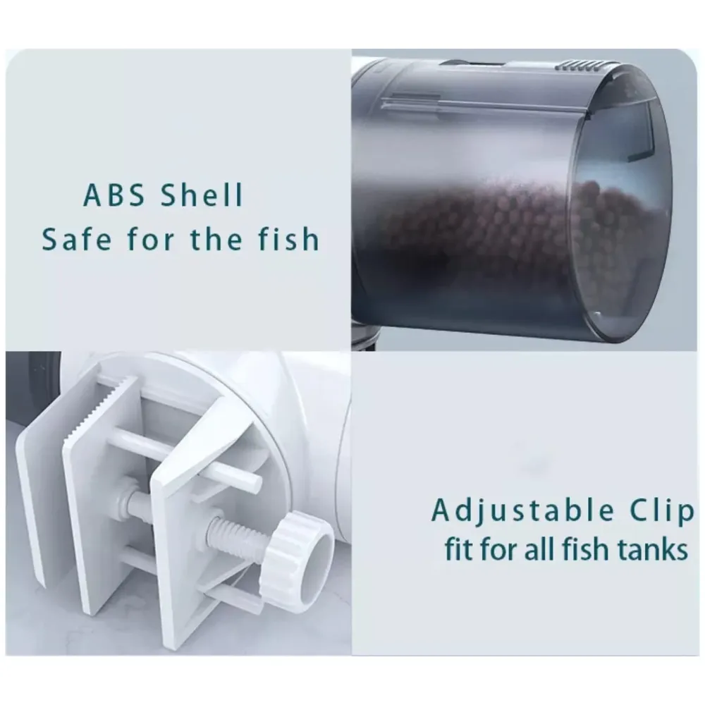 4 Way Automatic Fish Feeder, Food Dispenser, 200ML Large Capacity Timer Plastic Feeder For Aquarium Fish Tank Auto Feeding, 4 Settings.
