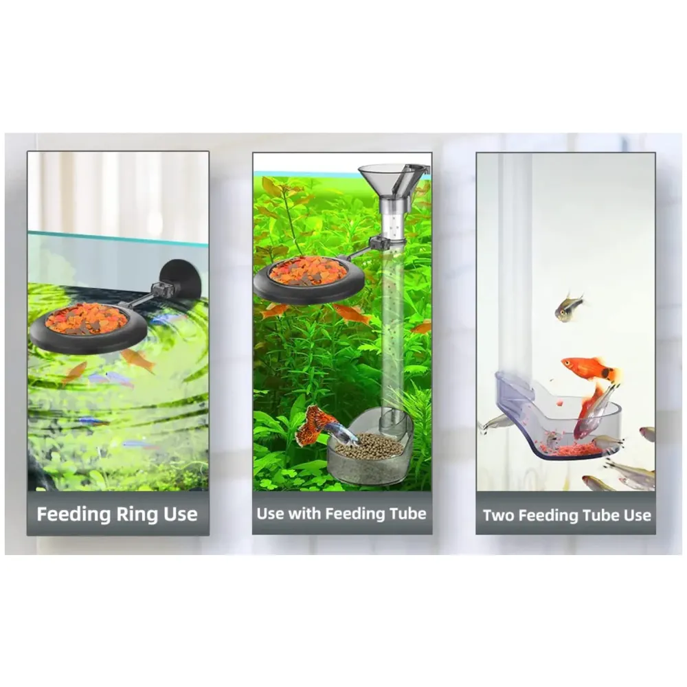 Polyester Fish Tank Feeder Aquarium Feed Tube, 15Cm X 37.5Cm Adjustable Height With Funnel & Feeding Ring