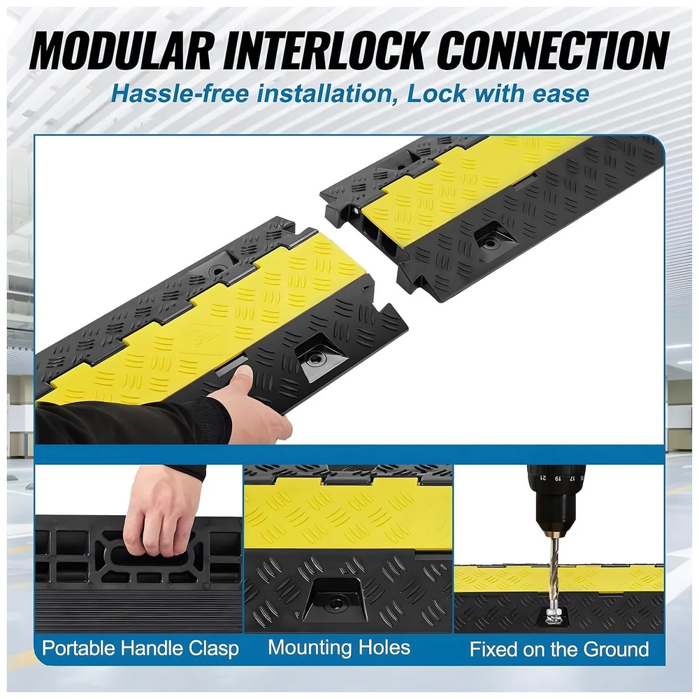 Cable Cover Protector 2 Channel Rubber Flip Open 1 Meter Roads